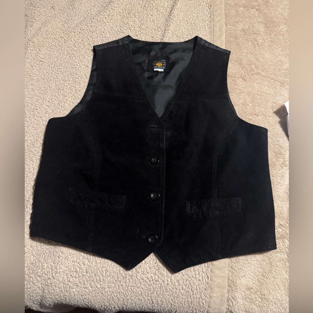 Route 66 Midnight Black Leather Vest